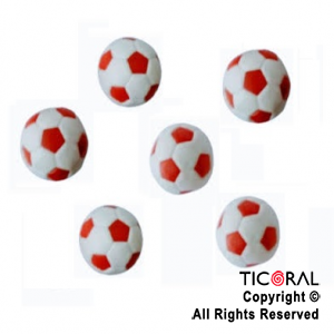 PELOTA FUTBOL BLANCO Y ROJO 3 CM (COTILLON) x 6 UNIDADES